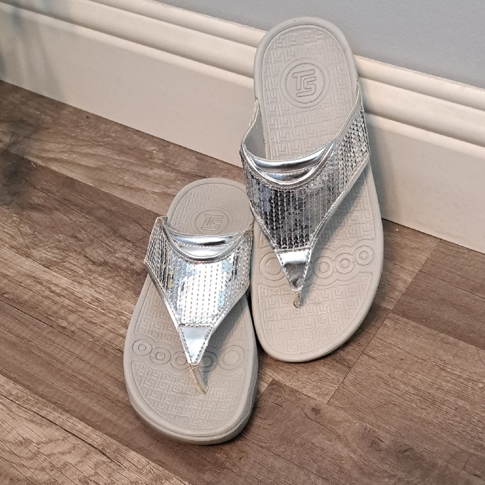 TheraShoe Silver Flip Flop Sandals
